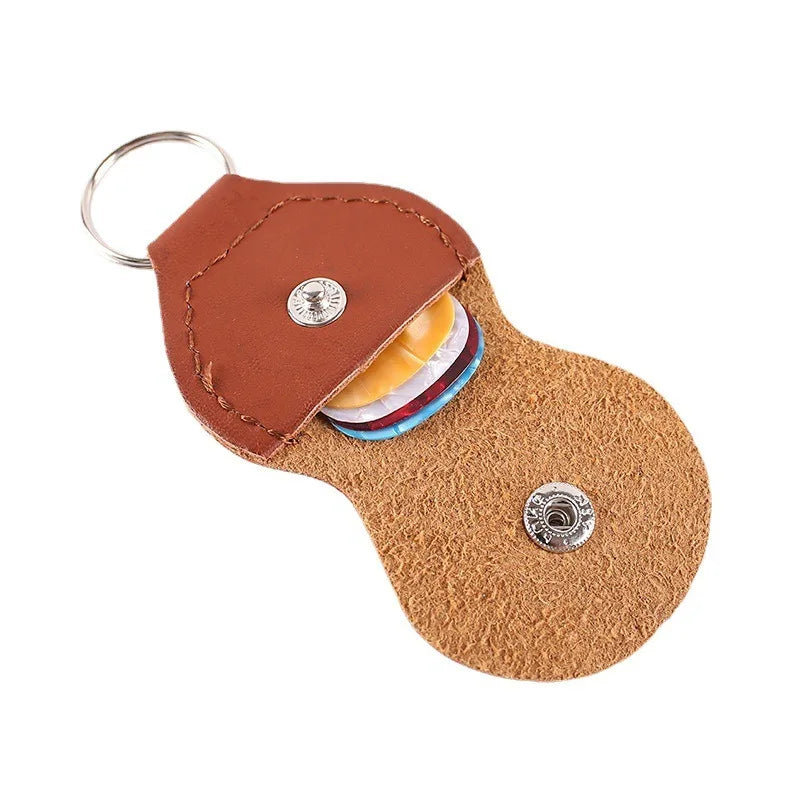 1 Pc High Quality Leather Guitarra Plectrum Case Bag Guitar Pick Holder Keychain Storage Box