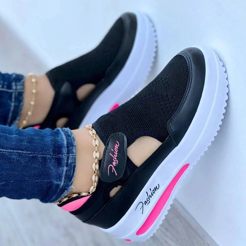 Red Sneakers Women Shoes Platform Sneaker Hollow Out Shoes