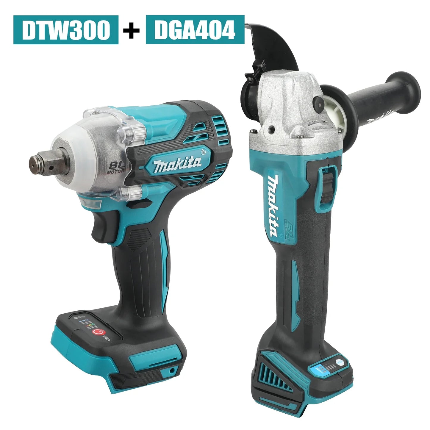 Makita DTW300 + DGA404 Combo: 18V, 580Nm Impact Wrench (3800RPM), 680W Angle Grinder