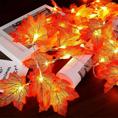 Holiday Maple Leaf Fairy Lights, LED Autumn Fall String Lights