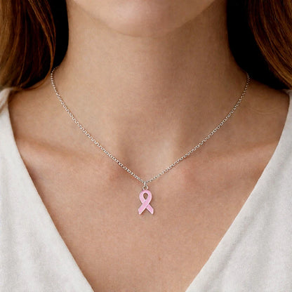 10PCS Lot Stainless Steel Chain with Yellow Pink Ribbon Hope Pendant Necklace Breast Cancer Awareness Jewelry
