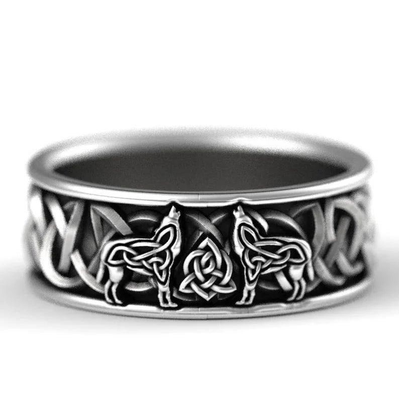 Huitan Viking Nordic Mythology Giant Wolf Men Ring Defense Totem Wolf Fashion