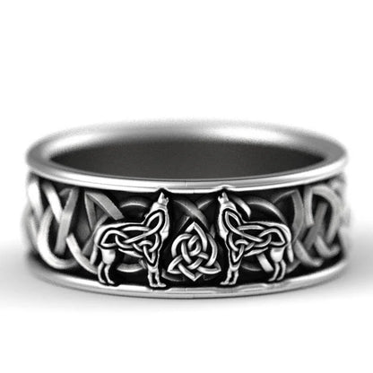 Huitan Viking Nordic Mythology Giant Wolf Men Ring Defense Totem Wolf Fashion
