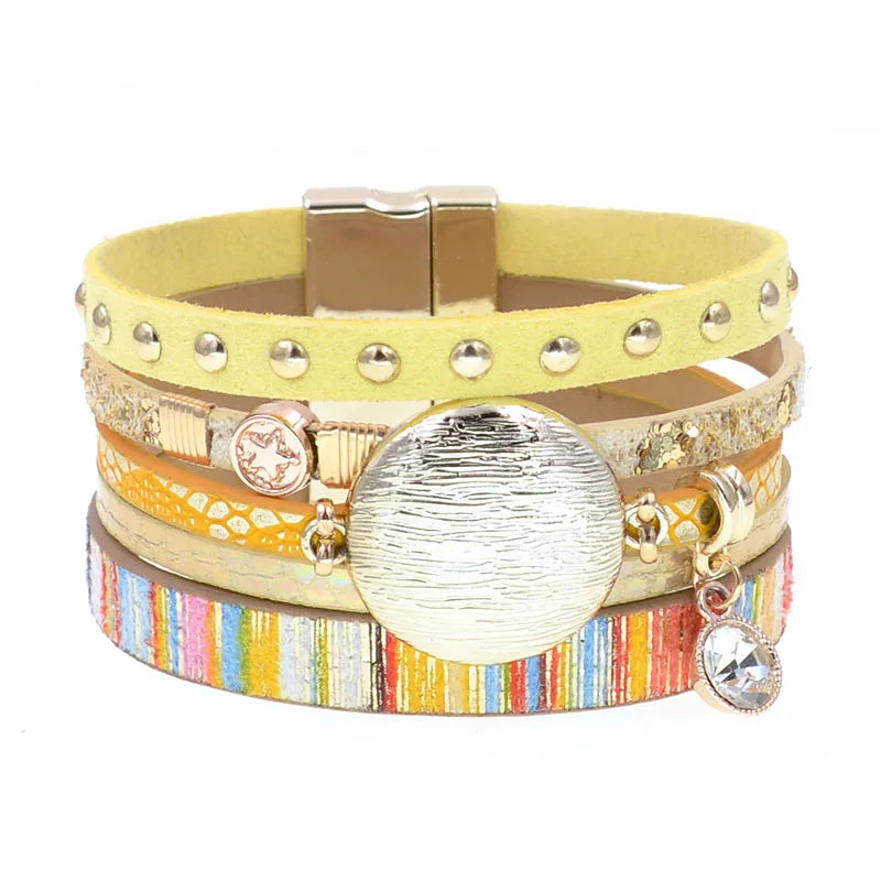 WELLMORE NEW model leather bracelets for women Zinc alloy metal