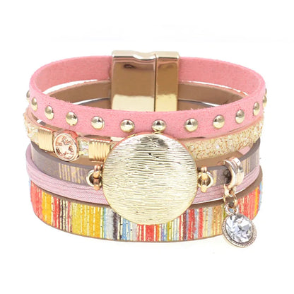 WELLMORE NEW model leather bracelets for women Zinc alloy metal