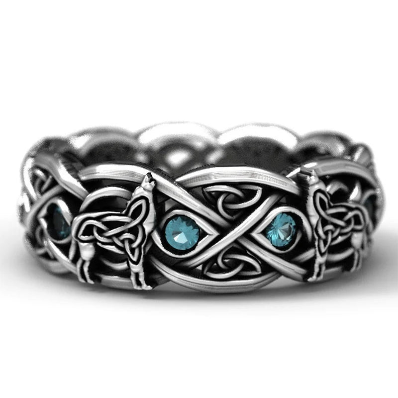 Huitan Viking Nordic Mythology Giant Wolf Men Ring Defense Totem Wolf Fashion