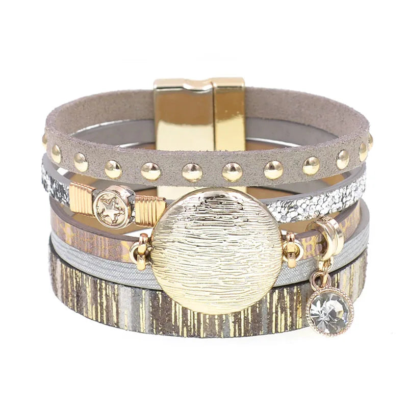 WELLMORE NEW model leather bracelets for women Zinc alloy metal