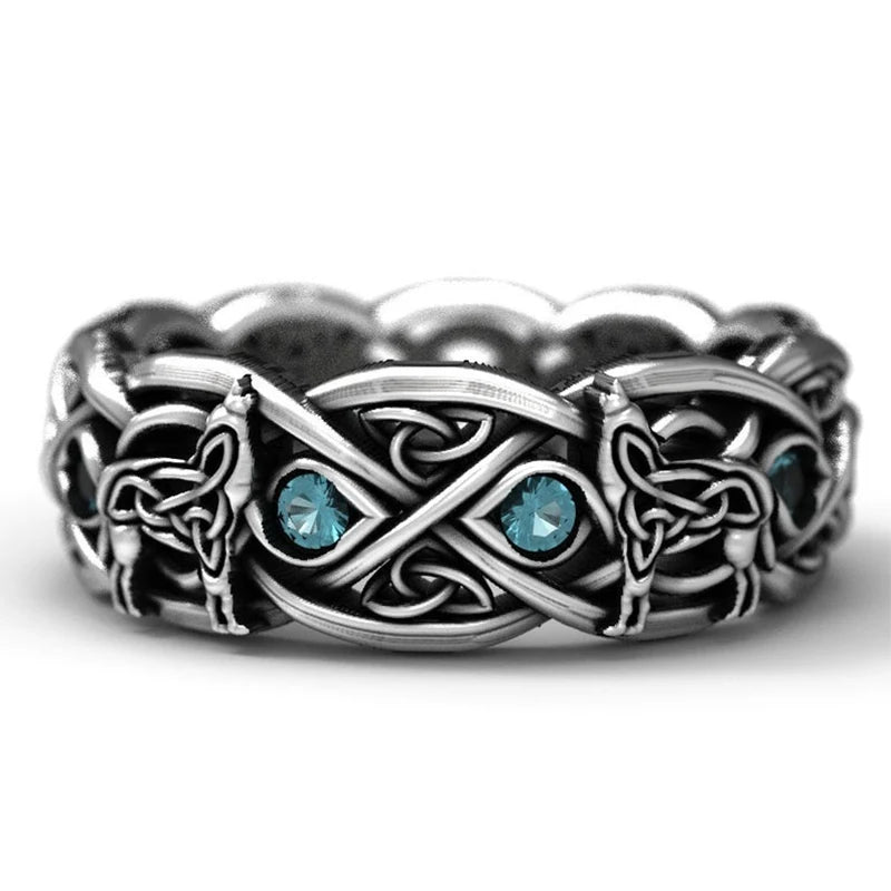 Huitan Viking Nordic Mythology Giant Wolf Men Ring Defense Totem Wolf Fashion