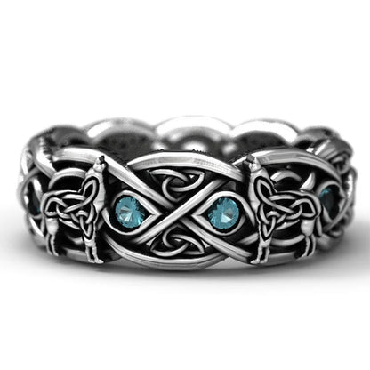 Huitan Viking Nordic Mythology Giant Wolf Men Ring Defense Totem Wolf Fashion