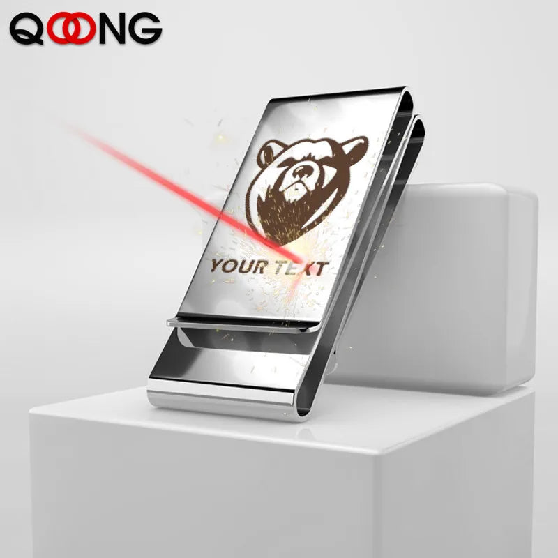 Custom Lettering Stainless Steel Unisex Money Clip Double Sized Slim Portable Credit Card Money Holder