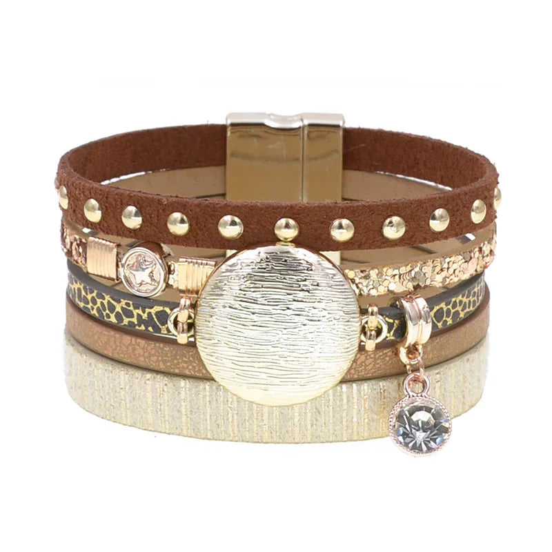 WELLMORE NEW model leather bracelets for women Zinc alloy metal