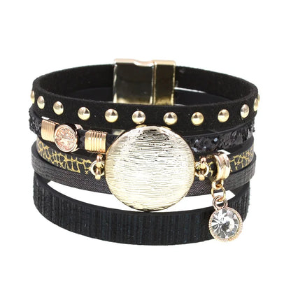 WELLMORE NEW model leather bracelets for women Zinc alloy metal