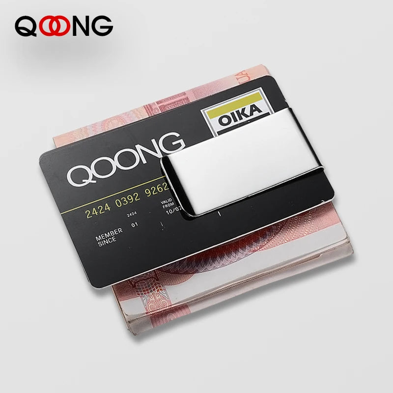 Custom Lettering Stainless Steel Unisex Money Clip Double Sized Slim Portable Credit Card Money Holder