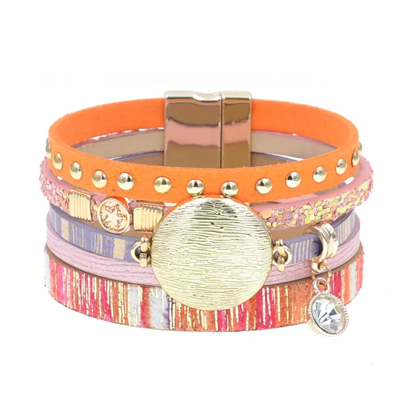 WELLMORE NEW model leather bracelets for women Zinc alloy metal