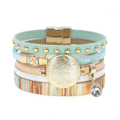 WELLMORE NEW model leather bracelets for women Zinc alloy metal