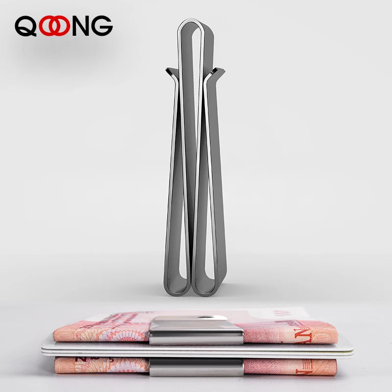 Custom Lettering Stainless Steel Unisex Money Clip Double Sized Slim Portable Credit Card Money Holder