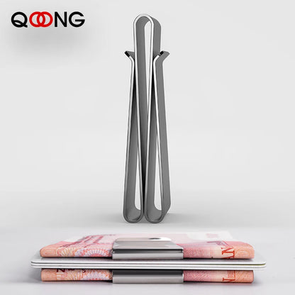Custom Lettering Stainless Steel Unisex Money Clip Double Sized Slim Portable Credit Card Money Holder