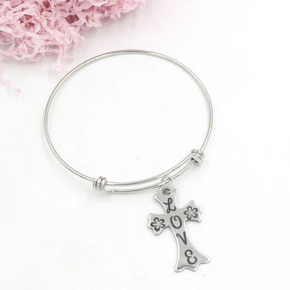 Inspiration Bracelet Stainless Steel Bangle Alloy never give up Hope Faith Believe Charm Bracelet Bangles For Women Gift Pulsera