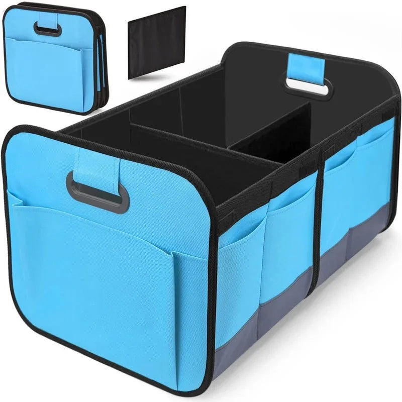 Collapsible Large Car Trunk Storage Box, Waterproof 600D Oxford Fabric Organizer with Flip Top & Reinforced Handles for SUV/Van