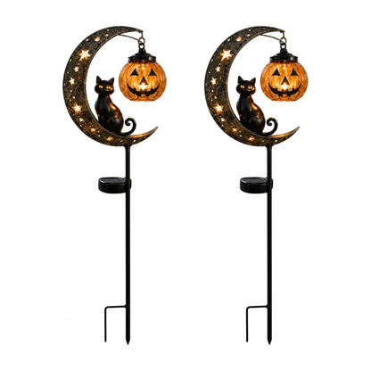 Solar Halloween Lights Halloween Stake Lights Jack-o-lantern Moon Cat Silhouette Waterproof