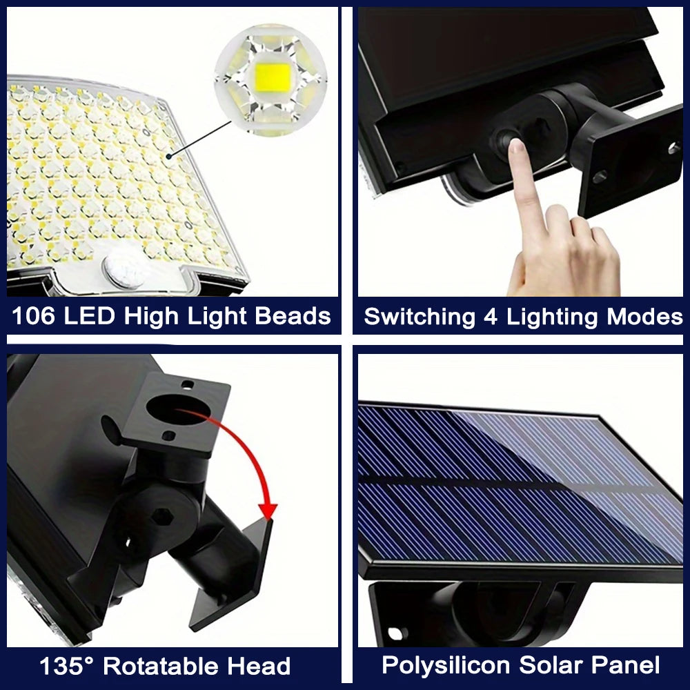 Solar Outdoor Lights Motion Sensor Remote Wall Flood Lamp Security Waterproof Patio Garden Garage Fence Pathway Lighting