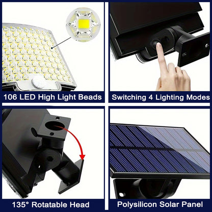 Solar Outdoor Lights Motion Sensor Remote Wall Flood Lamp Security Waterproof Patio Garden Garage Fence Pathway Lighting