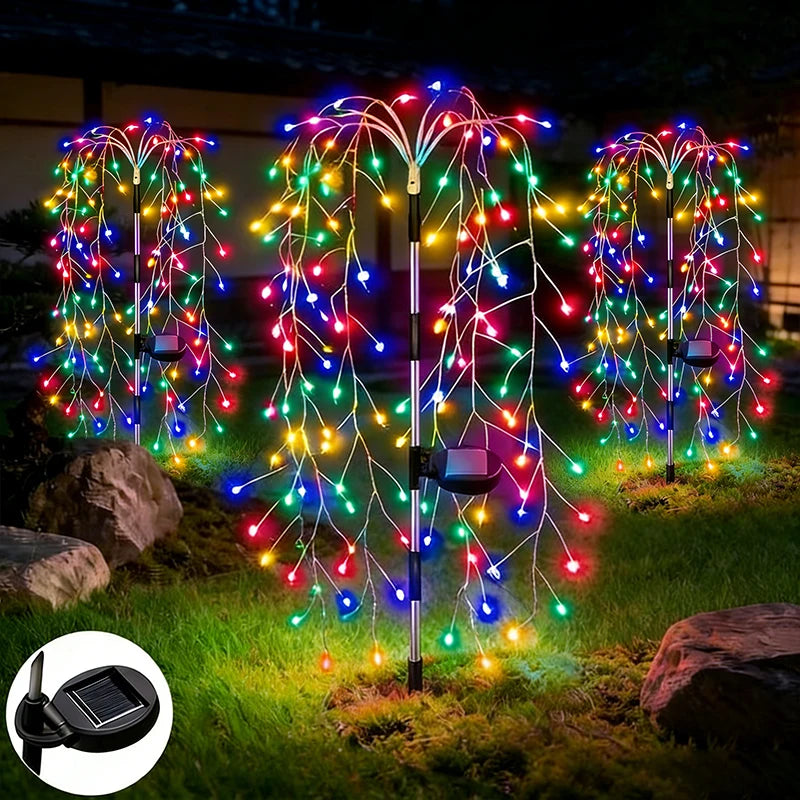 Outdoor Holiday LED Fairy Lights Garden Path Decor Garland Tree Solar Lights