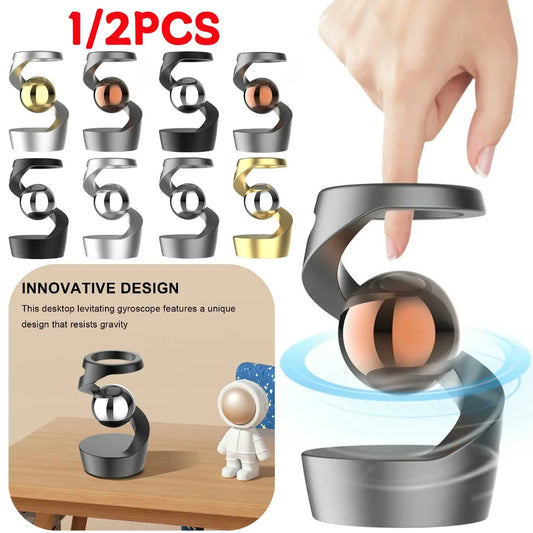 Gravity Defying Kinetic Desk Toy Desktop Suspended Gyroscope Fidget Spinners Desktop Floating Gyroscope for Office Desk Decor