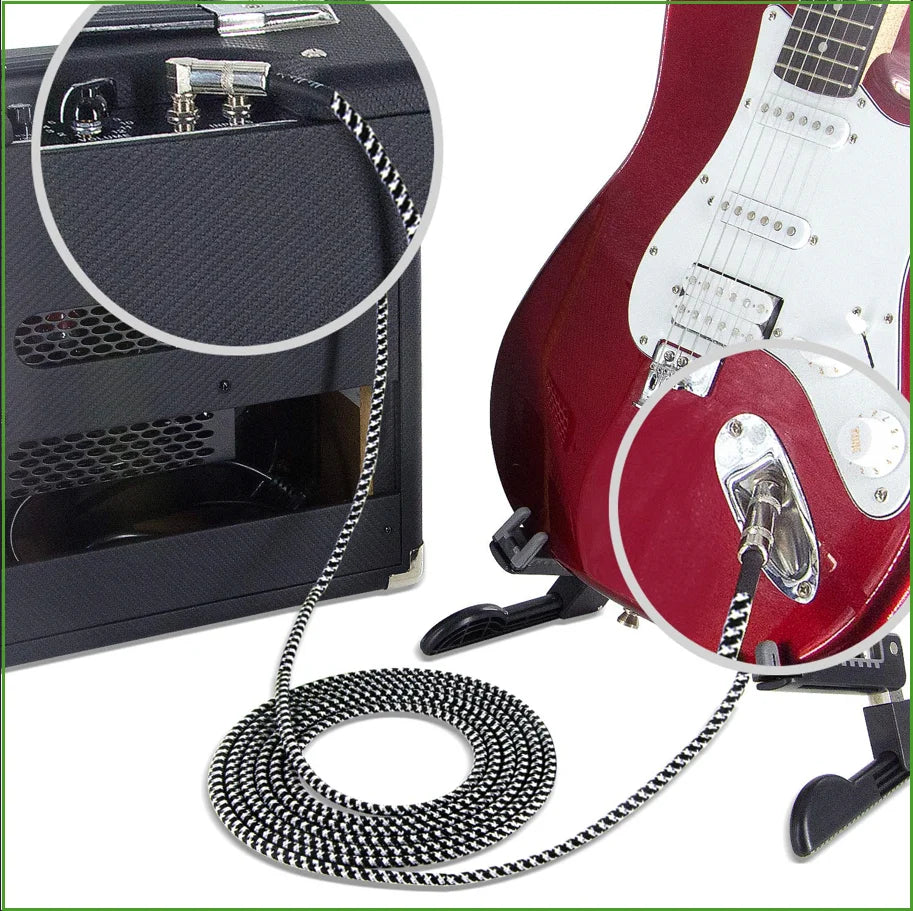 Guitar Cable 10/20ft Electric Instrument Bass AMP Cord for Electric Guitar Mandolin, (Right Angle to Straight, Black)