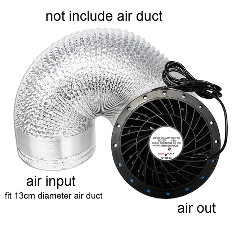 12V Quiet Inline Pipe Ventilation Exhaust Fan For Heating Cooling In Home Garden