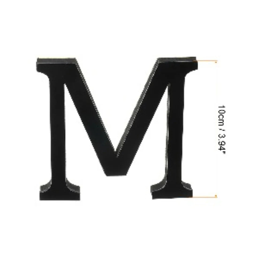 10cm 26 Letters 3D Mirror Acrylic Wall Art Sticker Black Self-Adhesive