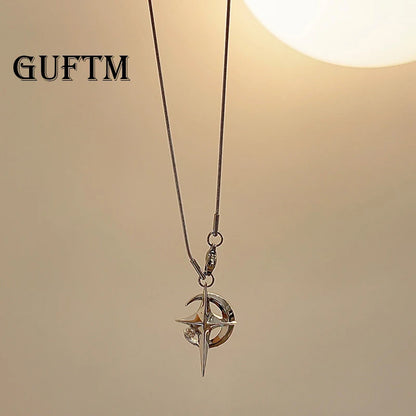 GUFTM Moon Star Pendant Galaxy Necklace For Women
