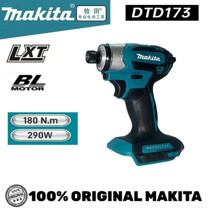 Makita DTD173 18V Cordless Brushless Impact Driver 180Nm Electric Drill Screwdriver with LED Light Multi-function Household Tool