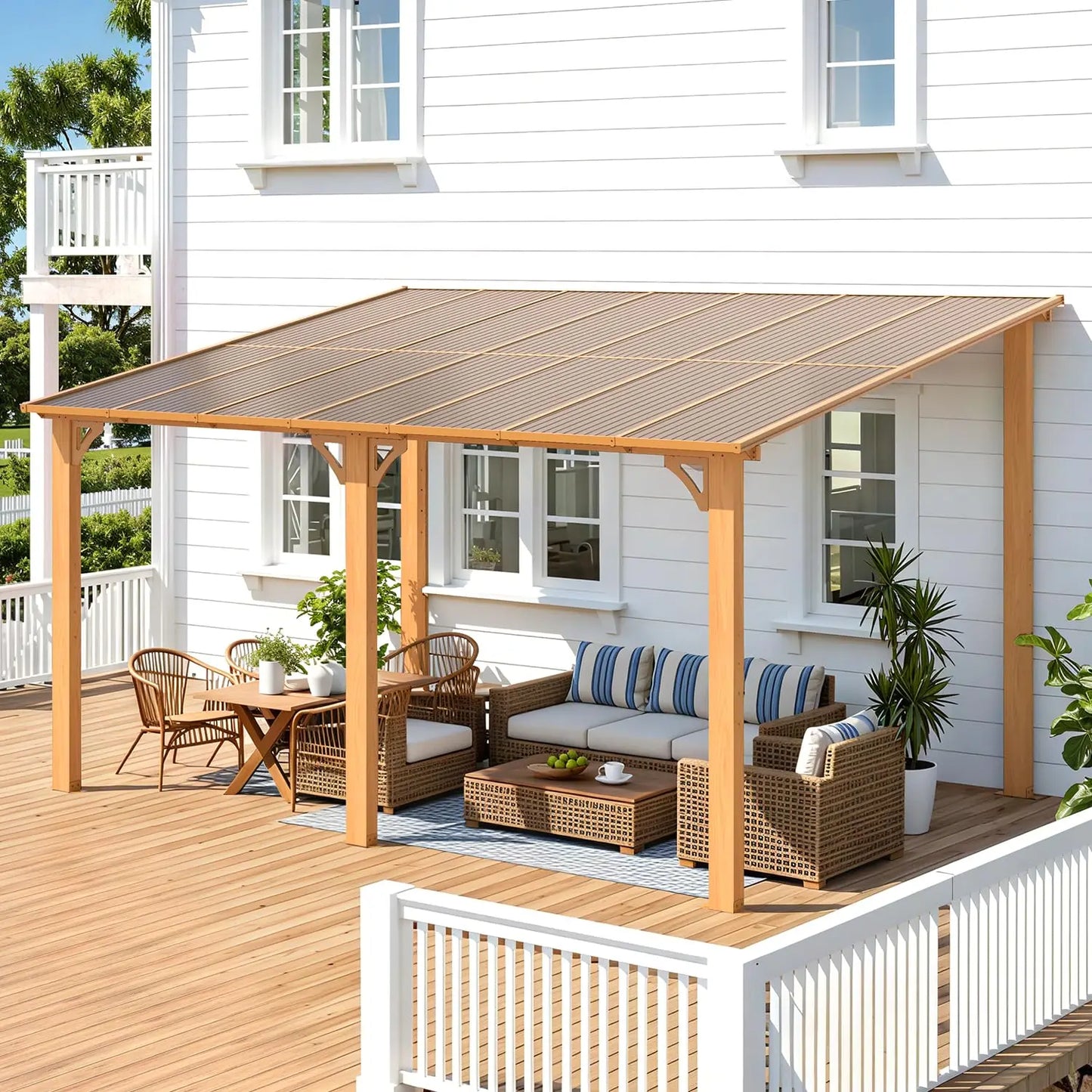 14' x 10' Gazebo for Patio, Hard Top Lean to Gazebo Pergola with Roof (140 Sq.Ft Shaded), Large Wall-Mounted Heavy, Customized