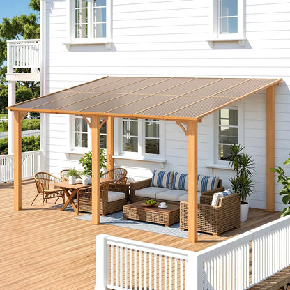 14' x 10' Gazebo for Patio, Hard Top Lean to Gazebo Pergola with Roof (140 Sq.Ft Shaded), Large Wall-Mounted Heavy, Customized