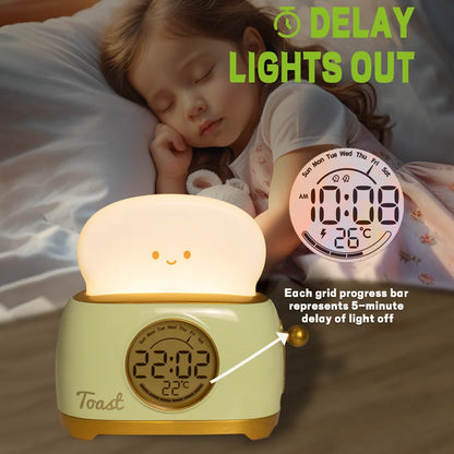 Kid Alarm Clock LED Night Light Digital Clock Children's Sleep Trainier ,Temperature Display