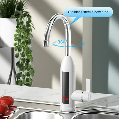 3000W Instant Water Heater Faucet 360 Degree Rotatable Water Pipe IPX4 ABS Tankless Stainless Steel Kitchen Heating Tap for Home