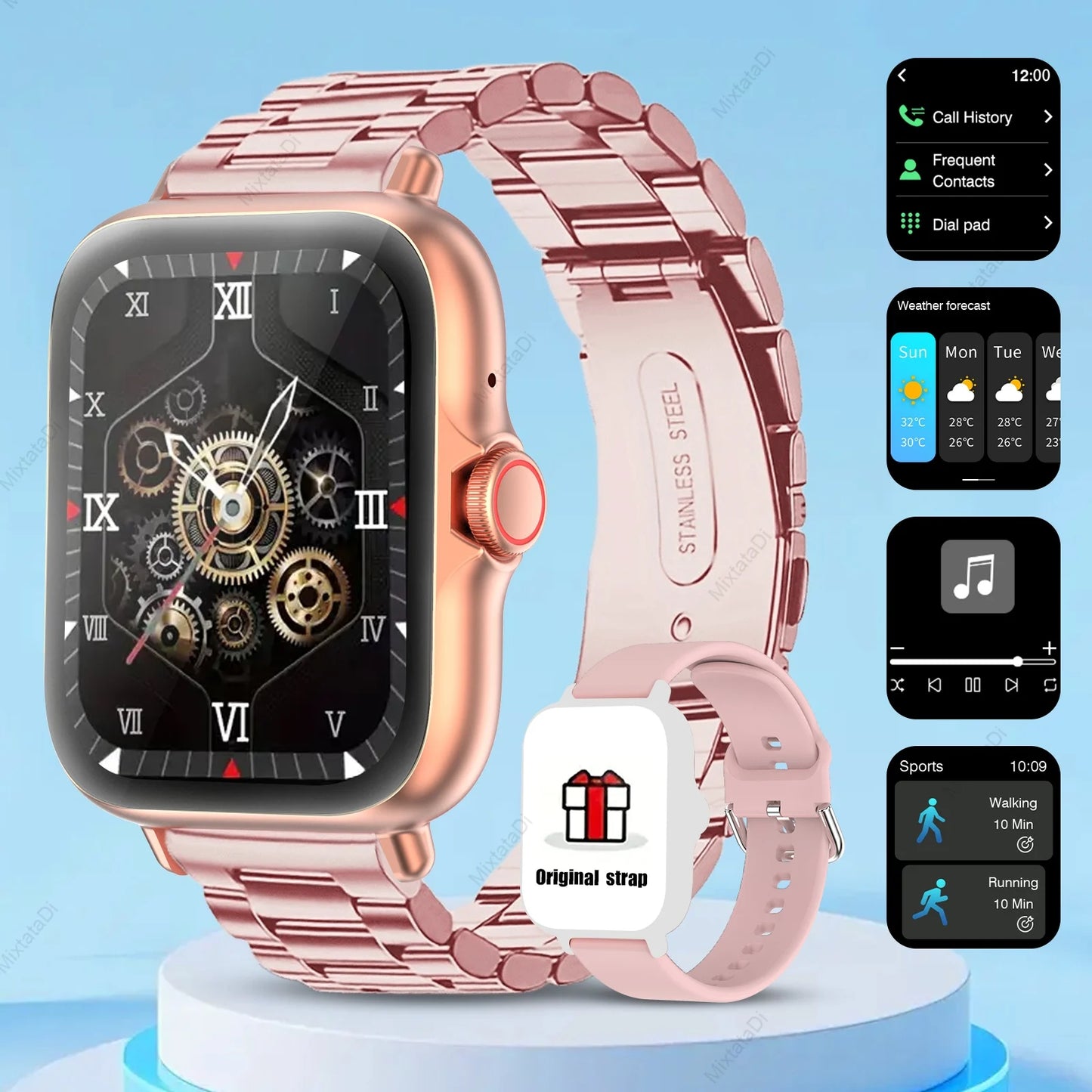 1.83'' Smart Watch with Message Answer Call Sleep Monitoring Sports Pedometer For iPhone Android