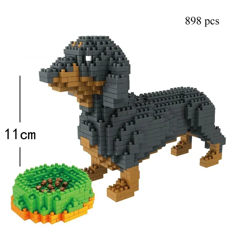 KNEW BUILT Dachshund Dogs Model Micro Mini Building Blocks: