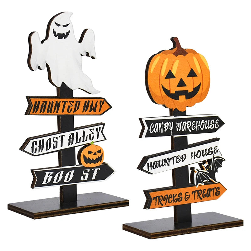 Halloween Wooden Ornament Ghost Pumpkin Skull Horror