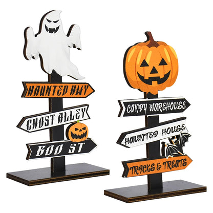 Halloween Wooden Ornament Ghost Pumpkin Skull Horror