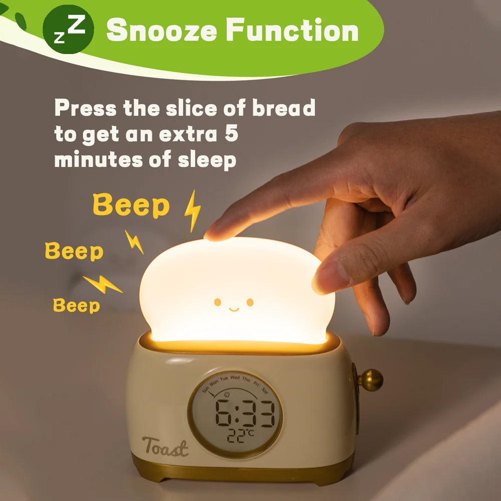 Kid Alarm Clock LED Night Light Digital Clock Children's Sleep Trainier ,Temperature Display