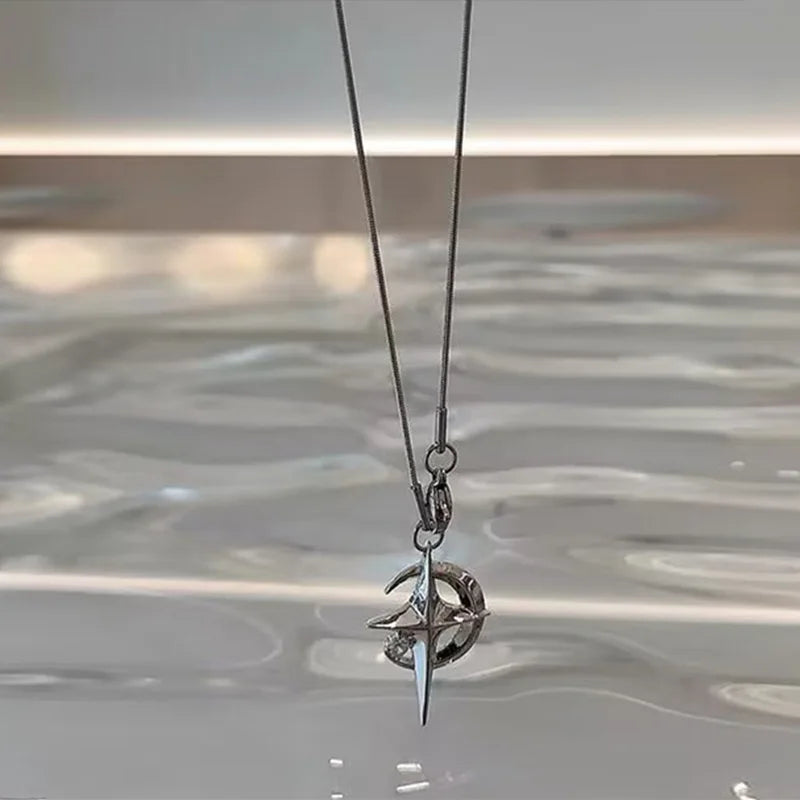 GUFTM Moon Star Pendant Galaxy Necklace For Women