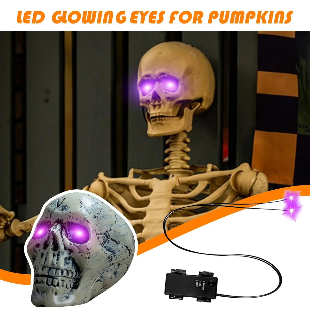 Halloween LED Glowing Eyes With Timer Light Up DIY Eyes For Skeleton Pumpkins Masks Tombstones