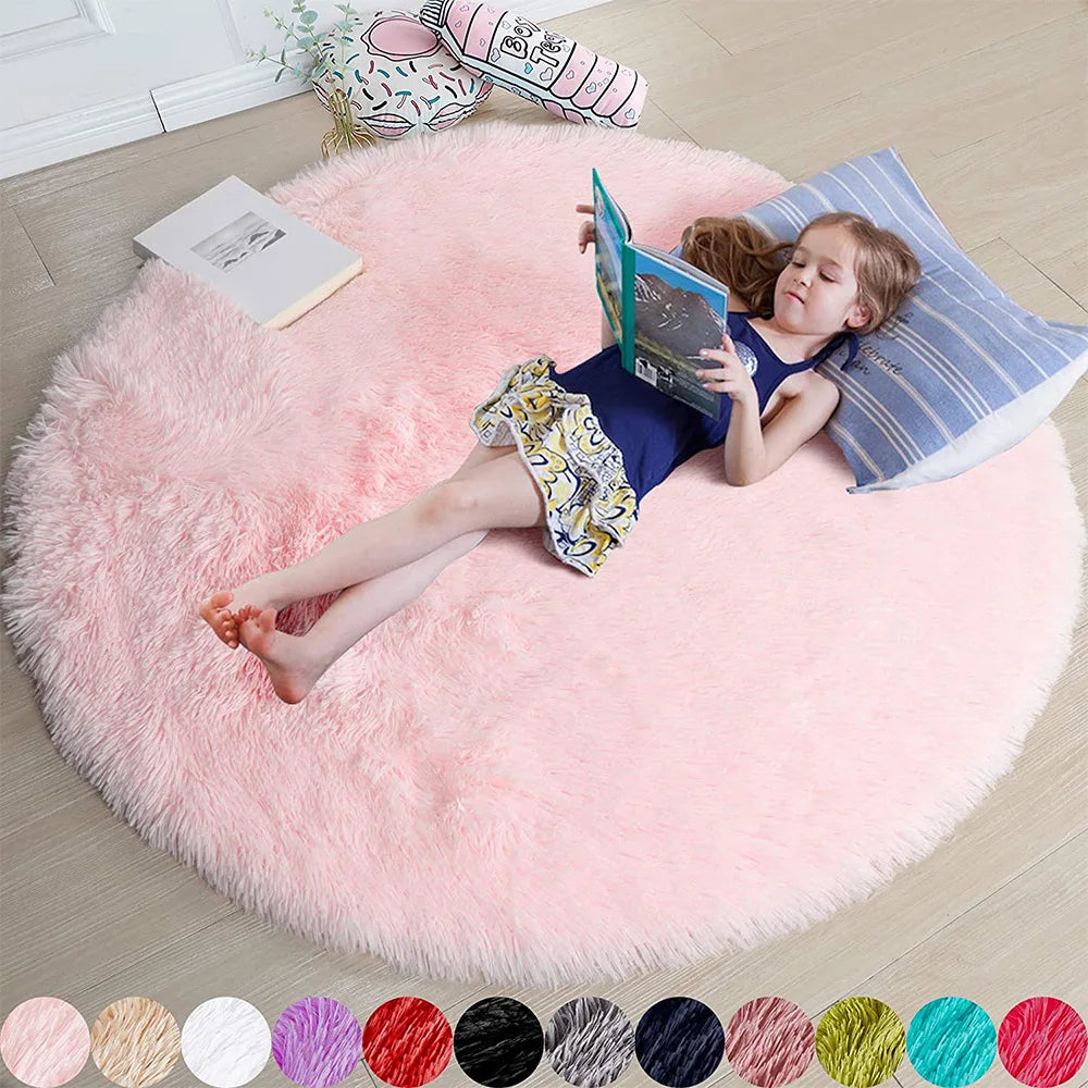 100/120/140/160 Round Rug Fluffy Soft Area Rugs for Kids