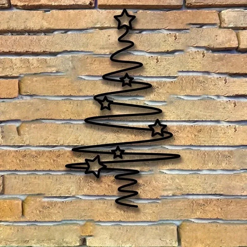 1pc Metal Christmas Tree Wall Art - Holiday Star Ornaments Indoor Outdoor Decor