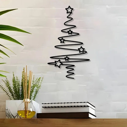 1pc Metal Christmas Tree Wall Art - Holiday Star Ornaments Indoor Outdoor Decor