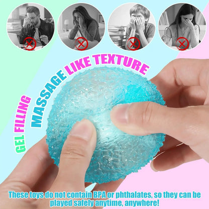 1Pc Squishy Multicolor Texture Ice Ball Squeeze Toy for Kids Soft Pinch Sensory Toys,Party Favors Gifts.