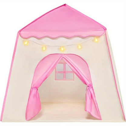 JOYFY Pink Princess Tent for Girls with LED Star Lights Large Playhouse Kids Castle Play Tent for Children Indoor Outdoor Games
