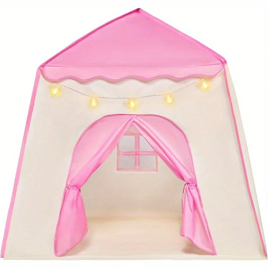 JOYFY Pink Princess Tent for Girls with LED Star Lights Large Playhouse Kids Castle Play Tent for Children Indoor Outdoor Games